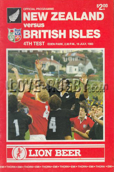 1983 New Zealand v British Lions  Rugby Programme